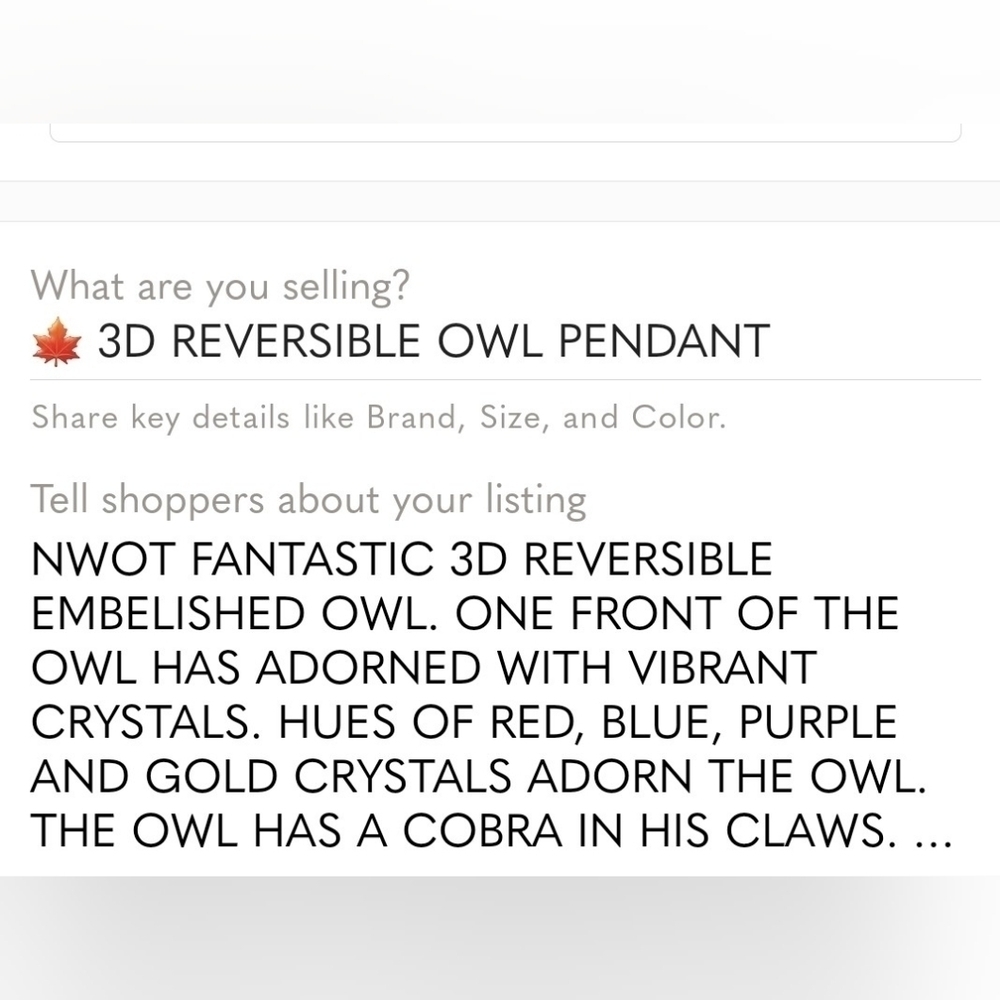 🦋3D OWL WITH COBRA NECKLACE - Picture 2 of 10